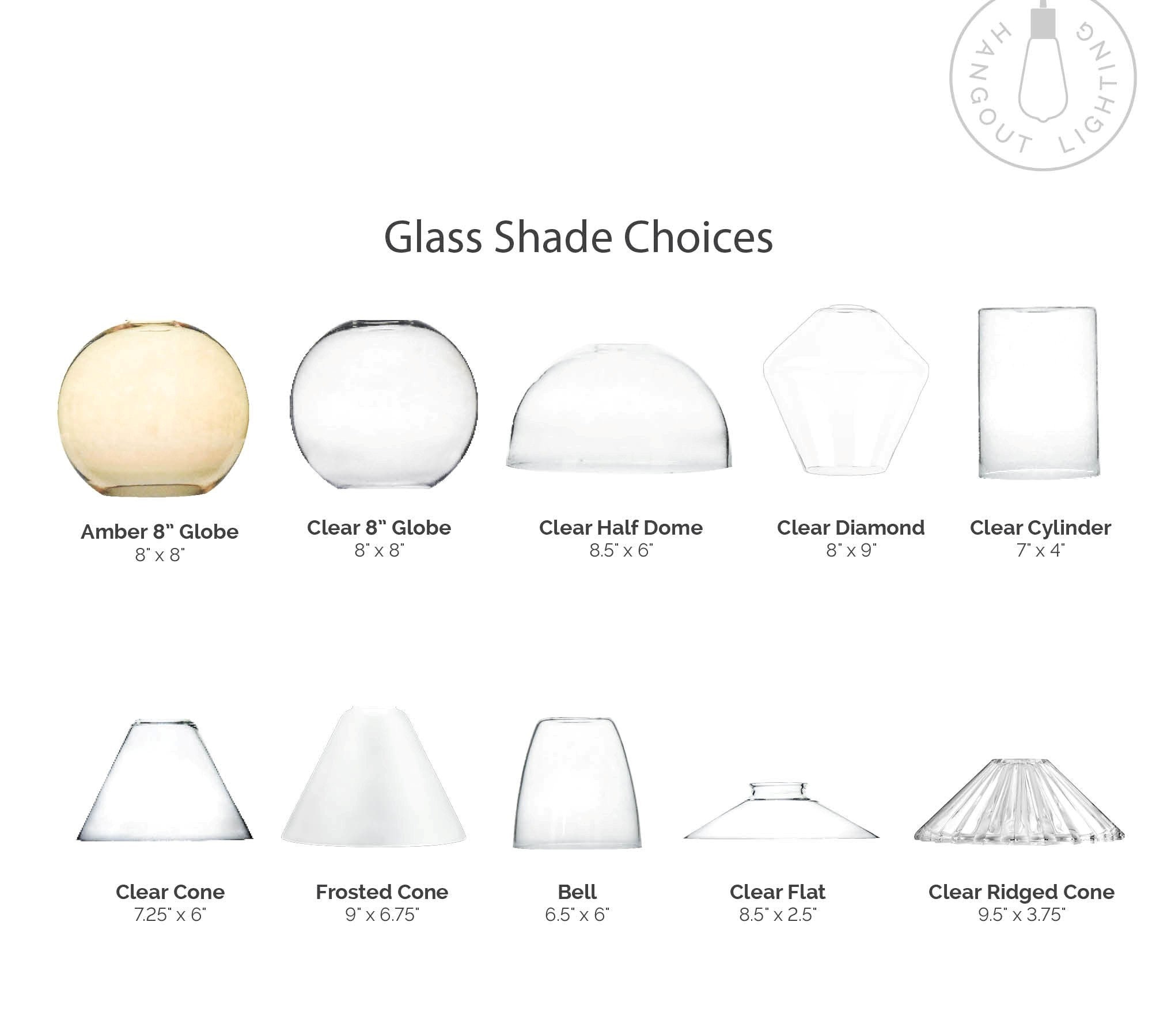 Glass Shade Only Add on Clear or Frosted Glass Lamp Shades Cone