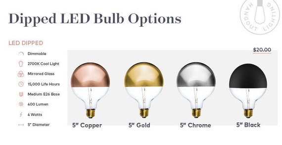 Dipped Led Bulbs Chrome Copper Gold Globes Mirror Led Bulbs Chrome Copper Gold Dipped