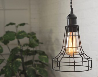 Wire Flare Cage Edison Antique Pendant Lighting Hanging Ceiling Fixture Industrial Bar Lighting Black Edison Lamp Hangout Lighting