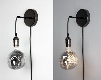 Plugue LED Smoke em arandela de parede ajustável - acabamento personalizado - iluminação exclusiva do quarto - lâmpada de cabeceira moderna grafite prata cromada