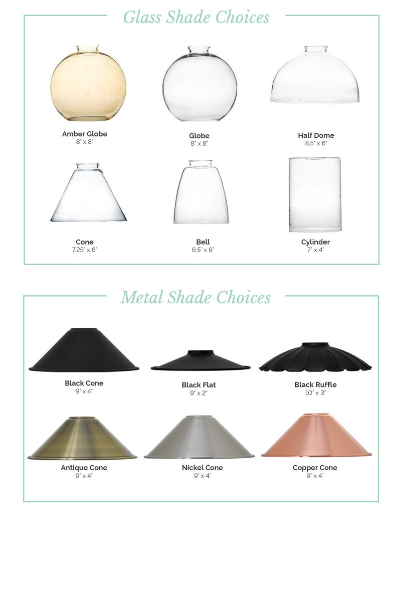 Pendant Shade Only Add On Metal And Glass Lamp Shades Includes Holder Black Antique Brass Nickel Copper Fits Threaded Socket