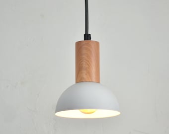 NEW Modern Wood Socket - Design Your Own Metal Shade Pendant Light - LED Mix and Match - Custom industrial pendant lighting