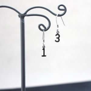 Women's Number Earrings, Sentimental Jewelry, Lucky Number Jewelry, Date Earrings, Gift Earrings, Tiny Dangles, Dainty Earrings for Her image 3