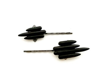 Onyx Hair Pins, Spike Hair Pins, Statement Bobby Pins, Decorative Pins, Women's Gemstone Hair Pins, Black Spike Accessories, Black Hair Pins