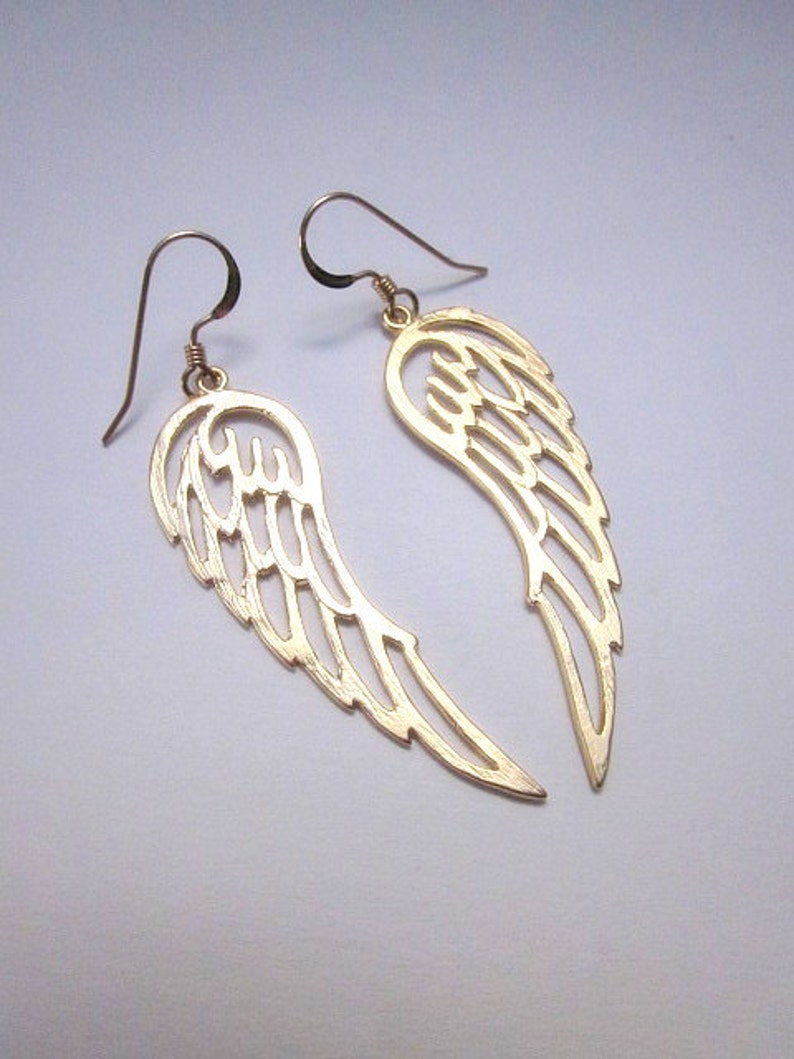 Angel Wing Gift Angel Wing Earrings Gold Angel Wing Earrings Wing Earrings Gold Wing Jewelry Wing Dangles Guardian Angel Earrings
