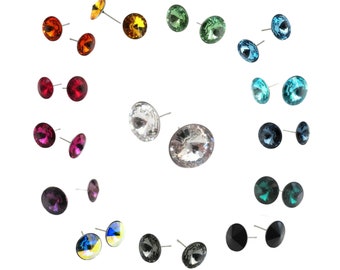 Crystal Post Earrings, Women's Colorful Jewelry, Crystal Stud Earrings, Swarovski Studs, Large Crystal Studs, Sparkling Post Earrings