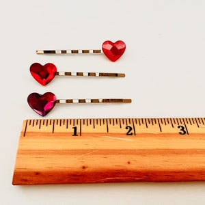 Heart Accessories, Swarovski Bobby Pins, Red Purple Violet Heart Hair Pins, Crystal Bobby Pin, Women's Hair Pin, Valentine Flair image 4