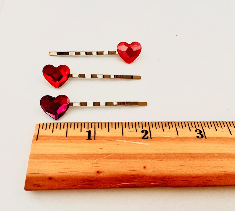 Heart Accessories, Swarovski Bobby Pins, Red Purple Violet Heart Hair Pins, Crystal Bobby Pin, Women's Hair Pin, Valentine Flair image 4