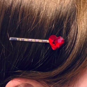 Heart Accessories, Swarovski Bobby Pins, Red Purple Violet Heart Hair Pins, Crystal Bobby Pin, Women's Hair Pin, Valentine Flair image 10