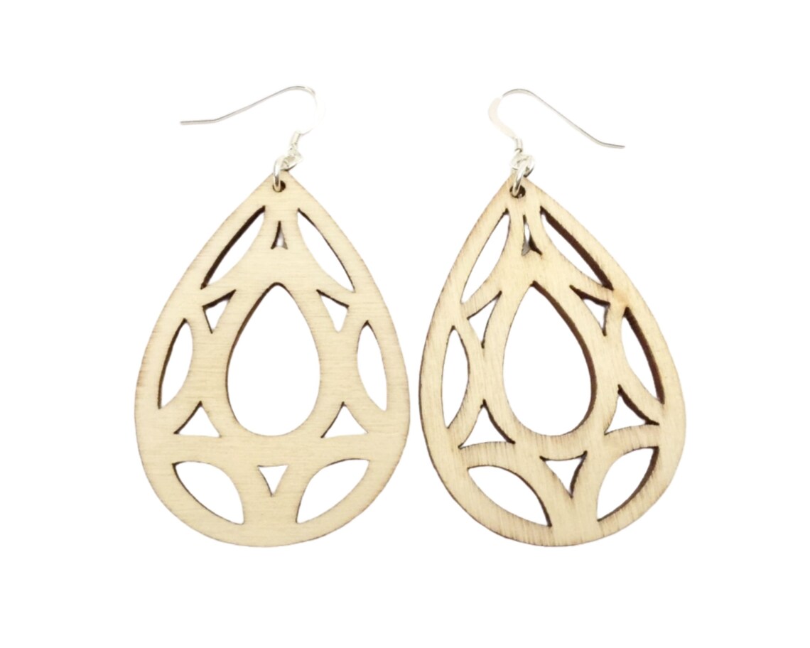 Natural Wood Earrings Tan Earrings Wood Jewelry Wood Hippie Etsy