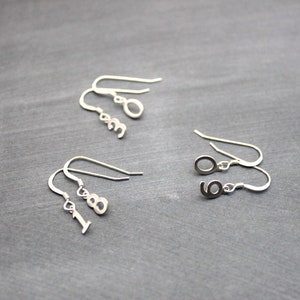 Custom Number Earrings - Lucky Date Jewelry - Dainty Tiny Dangles for Women - Personalized Gift for Her - Sterling Silver or Gold Fill