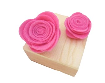 Pink Rose Pin, Pink Flower Pin, Pink Rose Clip, Pink Flower Brooch, Pink Flower Pin Accessory, Pink Felt Rose, Pink Felt Brooch