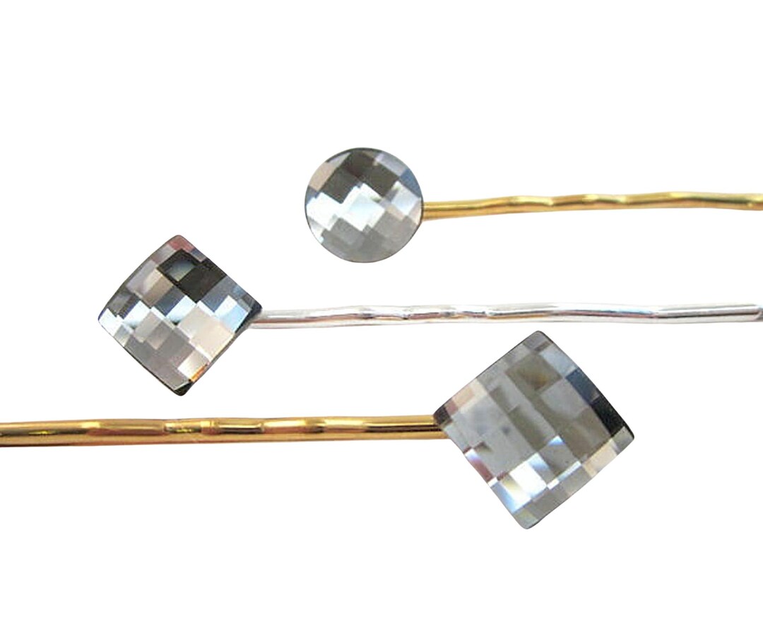 Crystal Hair Pins, Small Hair Pin, Sparkling Hair Pin, Women's Grey