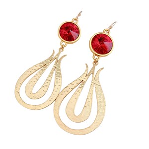 Pendientes colgantes de cristal Swarovski Siam, chapados en oro de 14 k