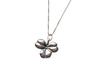 Shamrock Necklace, Women's Lucky Jewelry, Sterling Leaf Charm Necklace, Sterling Clover Necklace, Silver Clover Charm Pendant Necklace