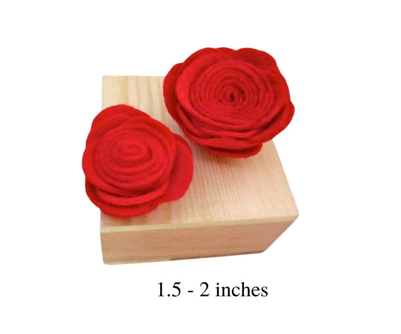 Red Flower Brooch, Red Fabric Rose, Red Felt Flower, Red Fabric Flower Accessory, Red Lapel Pin Accessory, Red Felt Brooch, Red Party Favor image 7