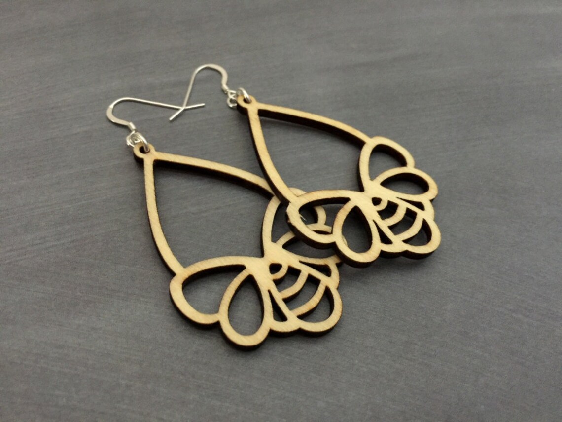 Natural Wood Earrings Tan Earrings Wood Jewelry Wood Hippie Etsy