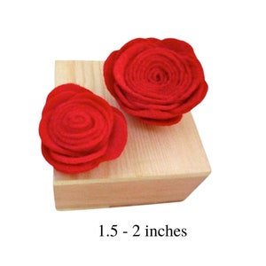 Red Flower Brooch, Red Fabric Rose, Red Felt Flower, Red Fabric Flower Accessory, Red Lapel Pin Accessory, Red Felt Brooch, Red Party Favor image 2