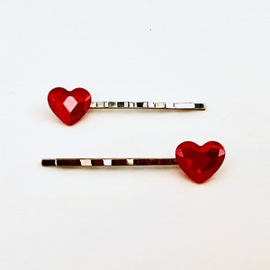 Heart Accessories, Swarovski Bobby Pins, Red Purple Violet Heart Hair Pins, Crystal Bobby Pin, Women's Hair Pin, Valentine Flair image 6