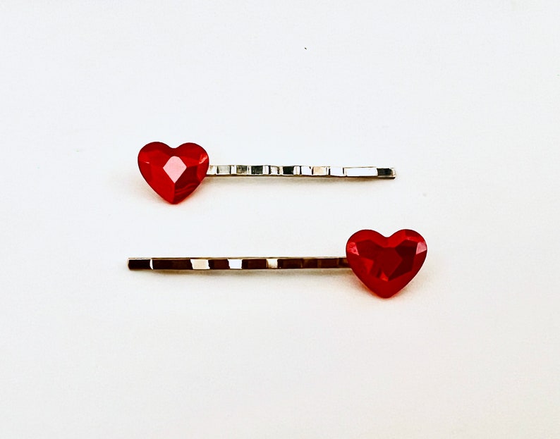 Heart Accessories, Swarovski Bobby Pins, Red Purple Violet Heart Hair Pins, Crystal Bobby Pin, Women's Hair Pin, Valentine Flair image 6