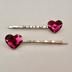 Heart Accessories, Swarovski Bobby Pins, Red Purple Violet Heart Hair Pins, Crystal Bobby Pin, Women's Hair Pin, Valentine Flair image 8