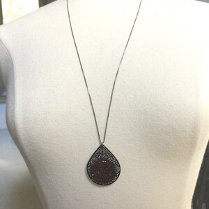 Dark Red Pendant Necklace, Women's Red & Black Pendant Necklace, Dark Red and Black Jewelry, Dark Red Crystal Jewelry, Black Chain Necklace image 3