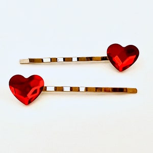 Heart Accessories, Swarovski Bobby Pins, Red Purple Violet Heart Hair Pins, Crystal Bobby Pin, Women's Hair Pin, Valentine Flair image 5