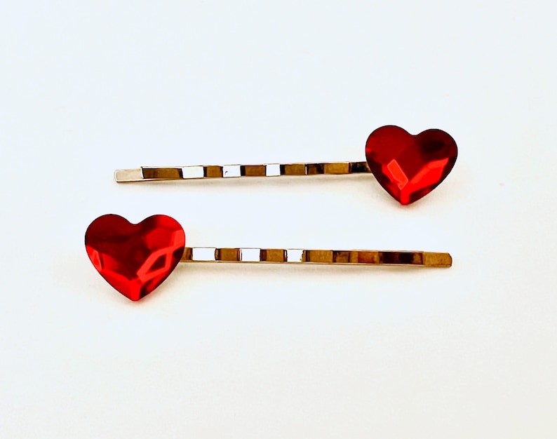 Heart Accessories, Swarovski Bobby Pins, Red Purple Violet Heart Hair Pins, Crystal Bobby Pin, Women's Hair Pin, Valentine Flair image 5