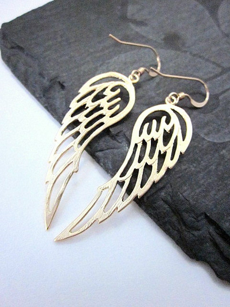 Angel Wing Gift Angel Wing Earrings Gold Angel Wing Earrings Wing Earrings Gold Wing Jewelry Wing Dangles Guardian Angel Earrings