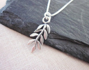 Sterling Leaf Necklace, Silver Leaf Charm Necklace, Nature Inspired Leaf Jewelry, Women's Leaf Pendant Necklace, Tiny Leaf Necklace