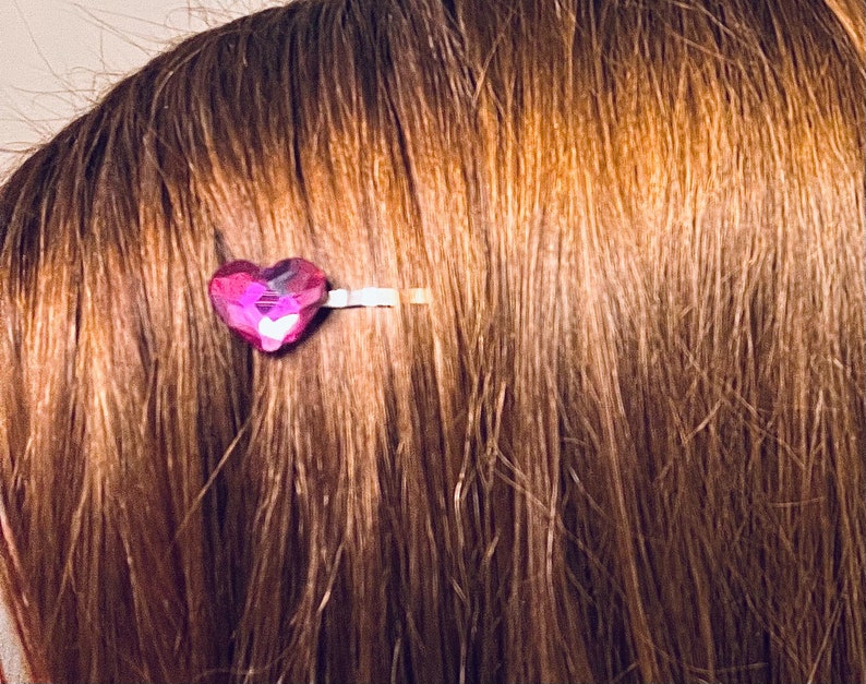 Heart Accessories, Swarovski Bobby Pins, Red Purple Violet Heart Hair Pins, Crystal Bobby Pin, Women's Hair Pin, Valentine Flair image 9