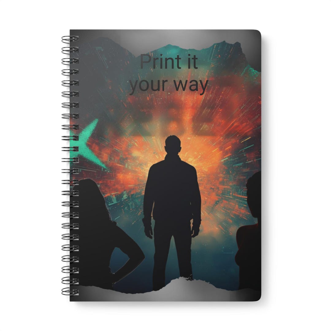 Silhouetted Figures Cosmic Explosion Notebook | Spiral Journal A5 - Etsy