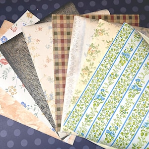 Vintage lot of 8 Wallpaper Pieces (approx 18 x 13" to 20 x 13") plus 2 vintage random Warner Wallpaper Samples (approx 12 x 15")