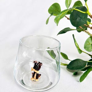 Dog Lover Drinking Glass – Handmade Murano Style Pet Lover Gift – Unique Birthday Present