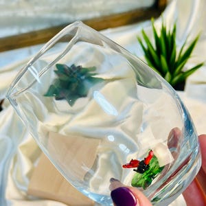 Butterfly Leaf Murano Drinking Glass,  Nature-Inspired Gift for Her, Wine Glass Cup, Colorful Handblown Glassware