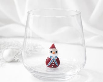 Vaso de cristal con figura de Papá Noel: Regalo de vajilla navideña