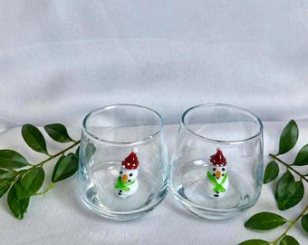 Vajilla navideña – Vasos de chupito de muñeco de nieve (juego de 2 piezas)