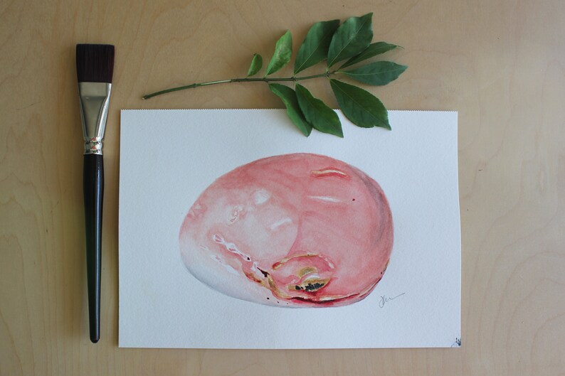 Pink opal crystal watercolor print ready to frame Crystal art Gem art