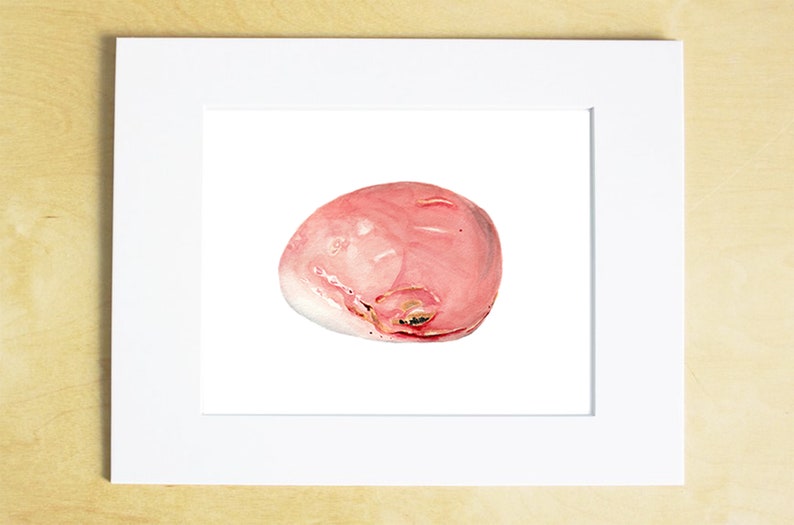 Pink opal crystal watercolor print ready to frame Crystal art Gem art