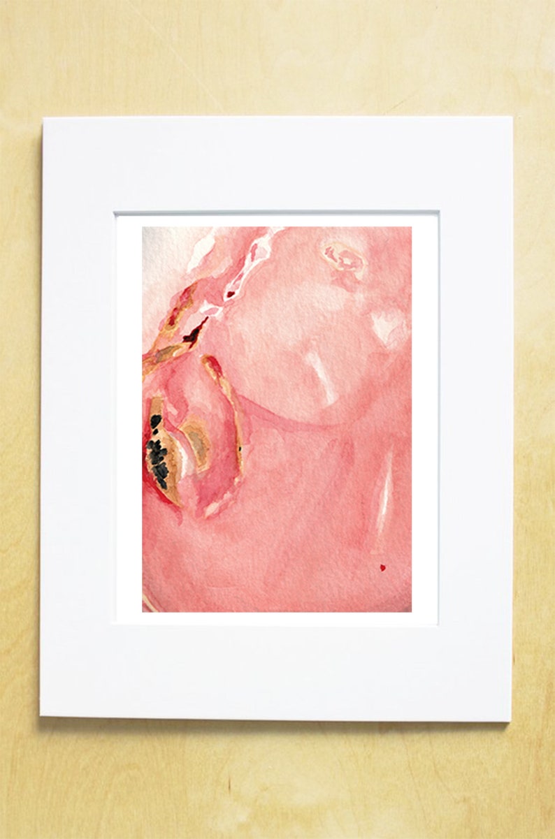 Pink opal crystal watercolor print ready to frame Crystal art Gem art