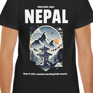 Nepali Flag T-Shirt,  Nepal Mountains Trekking T-shirt, Unisex, Himalayas Nepal T-shirt, Valentine&#39;s Day T-shirt for Couple, Mount Everest