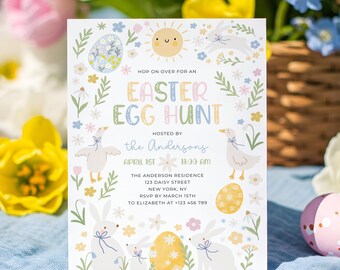 Easter Egg Hunt Invitation, Bunny Invitation, Easter Party Invite, Easter Egg Digital Invite, Easter Brunch Invite