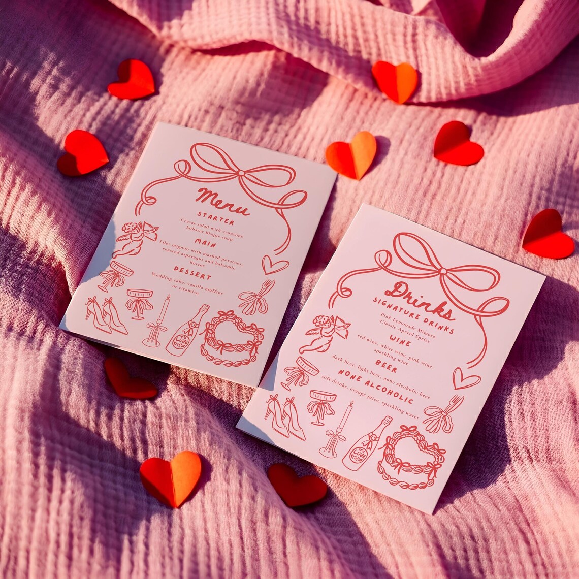 Galentine's Dinner Menu, Valentine's Party Menu Template, Galentine's ...