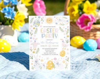 Easter Egg Hunt Invitation, Bunny Invitation, Easter Party Invite, Easter Egg Digital Invite, Easter Brunch Invite