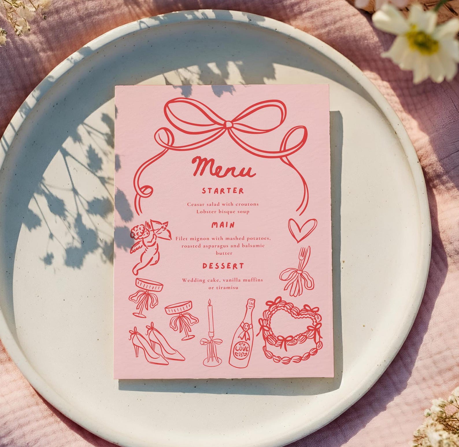 Galentine's Dinner Menu, Valentine's Party Menu Template, Galentine's ...