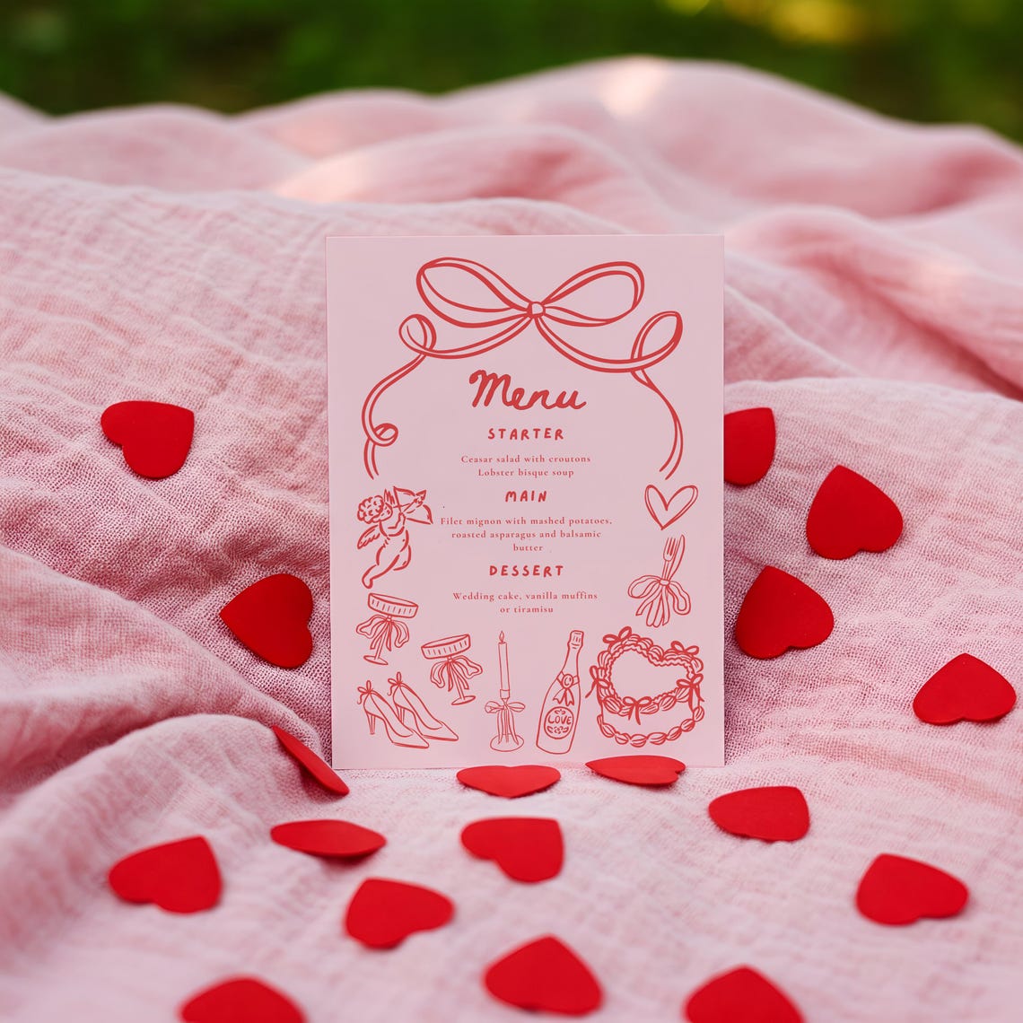 Galentine's Dinner Menu, Valentine's Party Menu Template, Galentine's ...