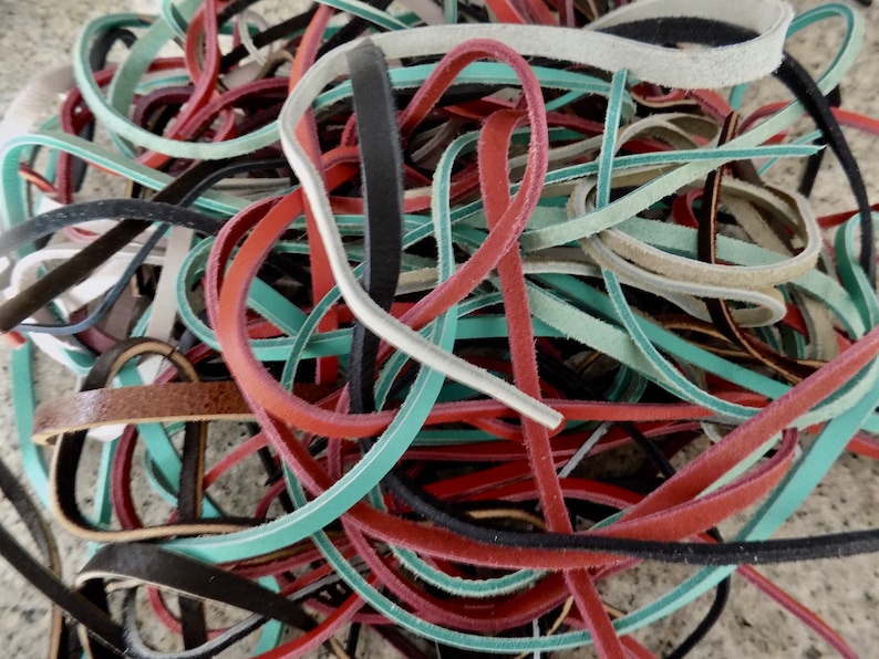 Leather Strips Scrap Pack 1 LB. Mix of Colors Lengths Widths Etsy