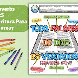 La Palabra de Dios Siempre es Verdadera Proverbs 30:5 Spanish Coloring Page Versículo Bíblico para Imprimir en PDF
