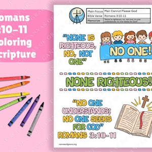 Man Cannot Please God; No one is Righteous Romans 3:10-11 Coloring Page | Bible Verse Printable PDF | Sunday School & Church Activities
