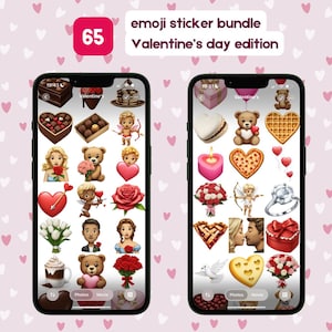 バレンタインデー絵文字ステッカーパック ラブステッカー絵文字 ロマンチックステッカーノート iPhone iMessage WhatsApp Instagram ストーリー用デジタルダウンロード